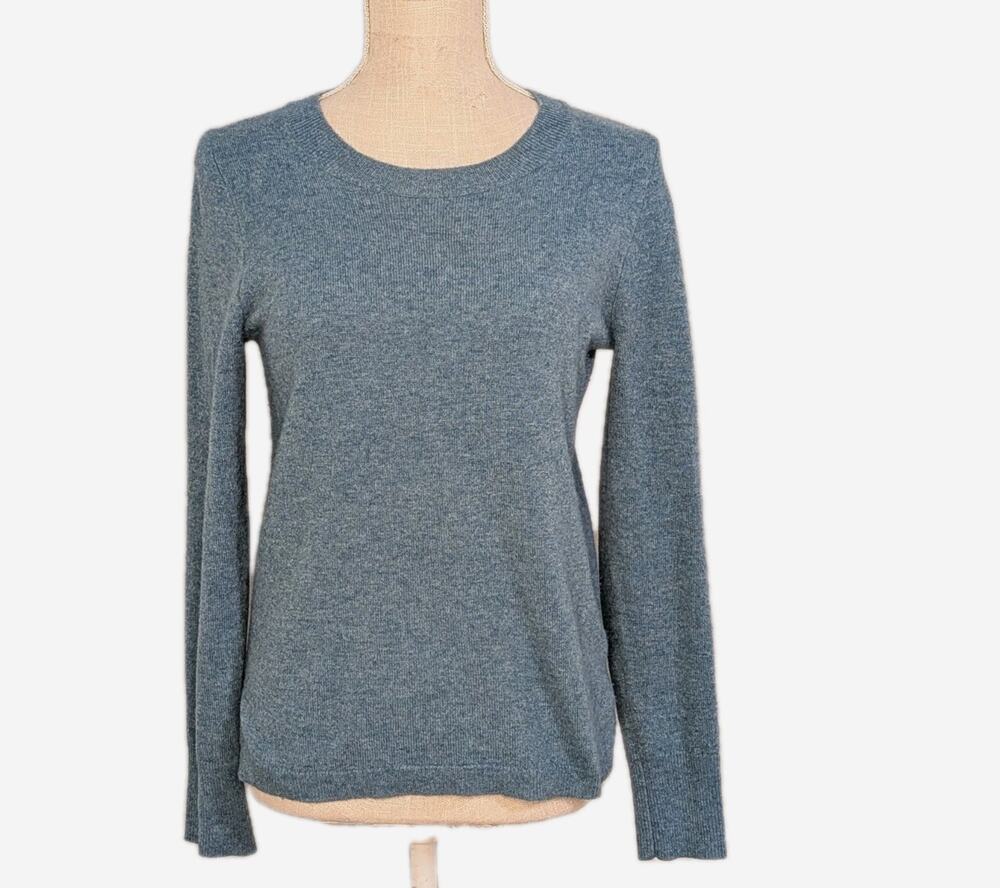 J Crew XS 100% Cashmere Teal Crew Neck Sweater Preppy Gilmore Girls